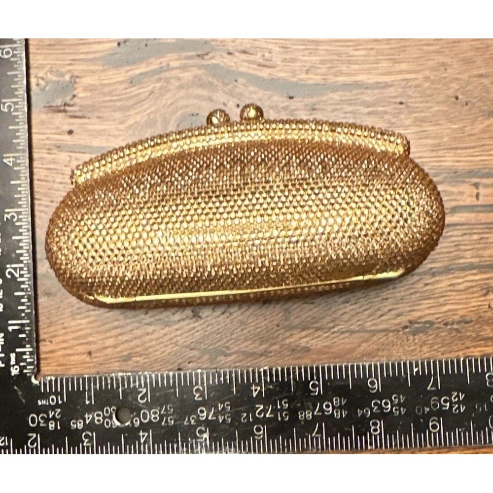 Piper Gold Rhinestone Crystal Minaudiere Clutch - Kiss Lock, NO Chain Strap